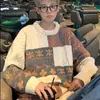 Suéter Retorcido para Hombre Otoño e Invierno Forro Polar Engrosado Perezoso Básico de Punto Vintage Puntada Cálido Holgado Ropa de Línea