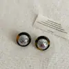Pendientes Redondos de Diseñador Únicos con Tachuelas Metálicas Plisadas Estampado de Leopardo para Mujer, Moda Vintage Tendencia Versátiles para el Día a Día