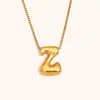 Collar de Diseño de Nicho de Moda Transfronterizo Ins Europeo y Americano Acero Inoxidable Chapado en Oro de 18 Quilates Collar con Letras de Burbuja de Alta Gama para Mujer