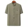 Estilo Novo Verão 2026 Tops Masculinos de Gola Alta para Meia-Idade e Idosos, Conjunto de Camisas Simples e Versátil Estilo Chinês Tradicional para Avôs