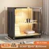 Villa para gatos jaula para gatos, lujosa casa de madera para gatos con puerta de cristal, casa para gatos con arenero integrado, nido para gatos transpirable y ahorrador de espacio