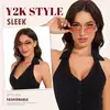 Gafas de Sol Y2K de Estilo Europeo y Americano Transfronterizas para Chicas Populares con un Aspecto Tecnológico Futurista, Gafas de Sol Elegantes para Hombres y Mujeres, Gafas a Prueba de Viento para Ciclismo