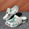 Zuecos de Color Verde Menta Estampados, Versátiles y de Moda Transfronterizos para Hombres, Adecuados para Usar al Aire Libre, Sandalias y Pantuflas de Verano