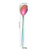 Aço Inoxidável Coreano Faca Ocidental para Bife Conjunto de Talheres Colher de Mistura Doméstica Garfo de Cabo Longo Colher de Sobremesa de Luxo Acessível