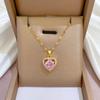 [Acero titanio] Collar de oro real con microincrustaciones de hada de lujo para mujer, ligero y lujoso, con cuentas de transferencia, accesorios de cadena de clavícula de celebridades cibernéticas.