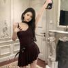 Venta al por Mayor Transfronteriza Estilo Sexy de Chica Caliente Vestido Corto Ajustado con Tirantes Nueva Moda Corte Ajustado Irregular