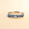 Anel de Casal Lua Brilhante Par Masculino e Feminino ins Anel Pequeno Fresco Presente de Dia dos Namorados Moda Anel Aberto com Gota de Cola