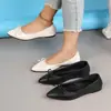 Sapatilhas de Bico Fino com Laço para Mulheres, Novo Estilo Primavera e Verão, Solado Macio, Sapatos Casuais Slip-On Confortáveis, Tamanhos 35-41