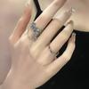Anillo Irregular Plisado Francés Gota de Aceite Cadena Diseño Nicho Anillo Distintivo Azul Cola de Pez Zircón Anillo Abierto para Mujer