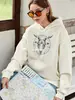 Sudadera con Estampado Gótico Misterioso Satánico de Estrella de Cinco Puntas para Mujer, Sudadera Casual de Invierno Hip-Hop Streetwear Ancha