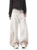 Jeans Cimitarra Americano Retro Lavado Desgastado Blanco Sucio para Hombre y Mujer Suelto Recto Pierna Ancha Casual Pantalones Largos hasta el Piso Trendy