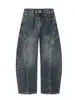 Ropa de Hombre Fengshe / Primavera y Otoño 2026 Retro Americano Parche Curvo Corte Elástico en la Cintura Sueltos Pierna Ancha Pantalones de Mezclilla