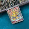 Pingente thangka estilo étnico Caixa de pintura do Nepal Caixa do Deus da Riqueza Amarelo Wu Pingente de viagem portátil com cordão