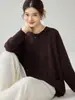Macio e amigo da pele~ Nova coleção outono e inverno: um suéter pullover 100% cashmere luxuoso e descontraído com gola redonda, projetado para fazer você parecer mais jovem e mais magra
