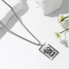 Collar Colgante Personalizado de Joyería con Diamantes Rectangulares de Doce Constelaciones Retro Europeo y Americano para Pareja Hombre y Mujer