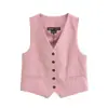 Roupas Femininas Transfronteiriças Europeias e Americanas Novidades de Primavera Coletes Femininos Transfronteiriços Cor Sólida Moda de Rua Calças Largas Casuais com Caimento