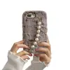 Pulsera de Perlas de Felpa Adecuada para iPhone 13 14 15 Pro Max Funda de Teléfono Cálida de Otoño e Invierno