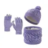 Conjunto de Três Peças Quente para Crianças, Chapéu, Cachecol, Luvas, Cachecol de Inverno Degradê, Chapéu de Lã com Proteção de Orelha em Veludo
