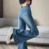 Jeans Wide Leg Novo da Primavera de 2025 Feminino Reto Cintura Alta Emagrecimento Pera Flare