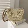 Bolsa de Paja Tejida Nueva de Verano Bolso de Hombro Único Moda Versátil Bolsa de Playa Estilo Universitario Bolso Cruzado Tote