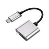 Convertidor de audio tipo C de aleación de aluminio para cargar y escuchar canciones, adaptador dos en uno para auriculares de 3,5 mm.