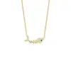 Venta Directa de Fábrica Collar Hueso de Pescado Microincrustado con Circonita Estilo Coreano Simple y Elegante Estilo Bosque Estudiante Cadena de Clavícula Chapada en Oro para Mujer