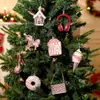 Suministros de decoración navideña transfronterizos, adornos para árbol de Navidad, decoraciones colgantes rojas de Papá Noel galvanizadas, decoración de ambiente festivo