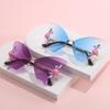 Nuevas gafas de sol personalizadas con forma de mariposa y resistentes a los rayos UV para mujer, lentes degradadas sin marco, gafas de estilo europeo y americano.