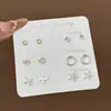 Set Semanal de Pendientes de Nicho Estilo Coreano, Pendientes Lindos y Compactos de Aleación Electroplateada con Pedrería, Venta al por Mayor