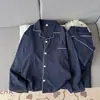 Pijama de Algodão com Textura Plissada para Homens, Cardigã de Manga Longa e Calça Longa, Conjunto de Roupa para Casa Listrado Estilo Coreano para Primavera e Outono que Pode Ser Usado Fora