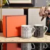Caneca de Porcelana Mosaico H Familiar Transfronteiriça Estilo Palácio Europeu Copo Feng Shui Caixa de Presente Requintada Caneca de Cerâmica