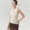 Chaleco de Encaje con Patrón de Ola Kang Sai Ni Cuello en V 100% Cachemir Prenda Interior 26 Otoño Invierno Nuevo Top Adelgazante Favorecedor para Mujer