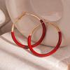 Brincos Circulares Retro Europeus e Americanos Vermelho Âncora com Gotejamento de Óleo, Modernos, Simples, Elegantes, Brincos Geométricos de Alta Qualidade para Mulheres