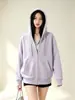 Sudadera con capucha de corte holgado para principios de otoño, nueva moda femenina para primavera y otoño, color gris, efecto adelgazante, estilo básico, chaqueta casual estilo coreano