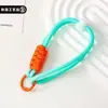 Llavero simple de paracord bicolor con hebilla roscada, tejido en poliéster de color dopamina, accesorio de llavero hecho a mano de doble capa