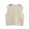 Colete INS estilo europeu e americano transfronteiriço 2026 nova moda e elegante atacado com blocos de cor padrão diamante Maillard