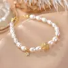Um Veado Prata S925 Prata Esterlina Banhado a Ouro Pérola de Água Doce Bola de Flor Cobre Dinheiro Moda de Luxo Leve Estilo Pequeno Pulseira Simples Pulseira