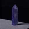 Venta al por mayor de fábrica columna de cristal natural piedra de arena azul columna de cristal adornos de piedra de borde hexagonal artesanías de decoración para el hogar