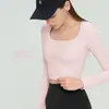 Ropa de Yoga Nuls Nueva de Otoño e Invierno Integrada con Copas Fijas y Almohadillas en el Pecho, Ropa Deportiva de Manga Larga sin Espalda para Entrenamiento y Fitness para Mujer