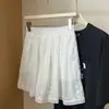 Falda Blanca de Encaje Crochet Estilo Coreano Breeze Dongdaemun para Mujer 26 Primavera y Verano Cintura Elástica que Reduce la Edad Falda Corta de Línea A de Longitud Media
