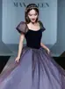 Vestido de Banquete, Estilo Largo Esponjoso, Vestido de Coro Prueba de Arte para Reunión Anual, Vestido de Malla de Empalme de Princesa Fugitiva para Actuación