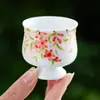 Taza Maestra de Cerámica con Diseño de Hoja y Flor de Cerezo Pintada a Mano Taza de Degustación Individual Taza de Té para Oficina Juego de Té Taza de Té