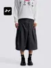 Pantalones western de siete puntos de alta gama, estilo americano, sueltos, ideales para ir al trabajo, versátiles, cierre de botón inclinado, plisados, pierna recta, shorts casuales para hombres y mujeres
