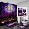 Cortina de ducha de calabaza de Halloween transfronteriza, Decoración navideña, Cortina de ducha impermeable para baño, Decoración impresa para la festividad de Halloween