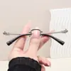 Gafas de Prescripción sin Montura Estilo Zhang Yuanying para Mujer, Alambre Dorado Estilo Retro Vintage, Gafas Ovaladas de Alta Sensibilidad Pura para Hombre