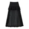 Ropa de Mujer 2026 Verano Nuevo Estilo Europeo y Americano Moda Top con Cuello Alto Bolsillo Falso Dobladillo Fruncido y Falda Larga