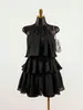 Falda de gasa con volantes en capas y cuello halter, vestido de vacaciones sin mangas con volantes y hombros descubiertos estilo puro deseo, venta al por mayor de ropa para mujer