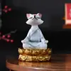 Decoração de mesa raposa meditando inspirada em Zen, estátua genuína de píton Huhuangchang para exibição em altar com base de lótus, pode ser usada para armazenamento, disponível para atacado