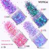 Roxo Rosa 12 Cores Misturadas Conjunto de Lantejoulas para Nail Art Joias para Nail Art Pó Glitter Fatias Pó Laser Gradiente