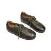 Sapatos Únicos de Couro de Vaca para Artesão de Couro, Bico Redondo com Cadarço, Estilo Esportivo Casual, Sapatos de Treino Alemães que Aumentam a Altura, Novos Sapatos Femininos de Outono
